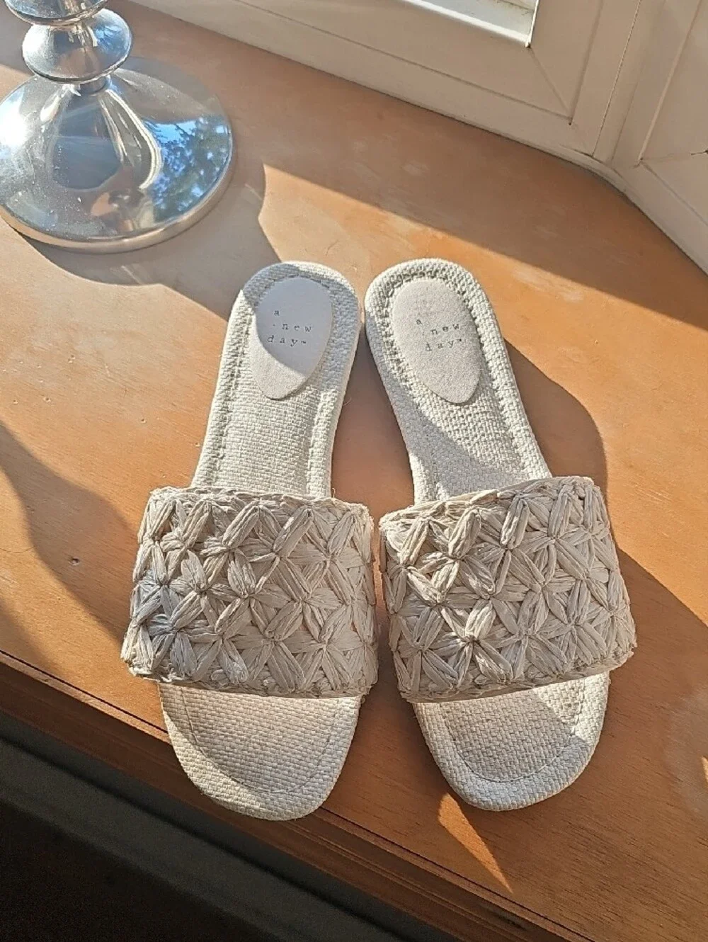 A New Day Raffia Woven Slide Sandal Size 9.5